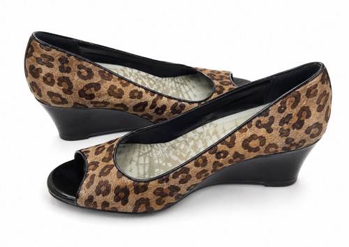 Clarks leopard print peep toe - print,